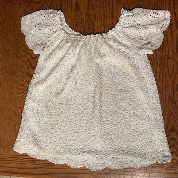 LILLY PULITZER off shoulder scolloped lace top / blouse / shell WHITE size Med - Picture 5 of 13